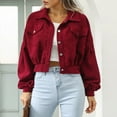 thumbnail image 3 of Manxivoo Winter Jackets for Women, Women Knit Cropped Long Sleeve Corduroy Pockets Thermal Jacket Coat Heated Jacket Red L, 3 of 7