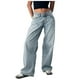 thumbnail image 1 of Vaqueros holgados de talle bajo para mujer - Pantalones vaqueros elásticos rectos y anchos de corte holgado estilo boyfriend, 1 of 6