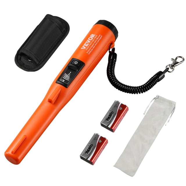 VEVOR Handheld Metal Detection Wand, IP68 Waterproof, 4.5" Search Depth, 3 Operating Modes, LCD Display, Includes Holster & 9V Battery