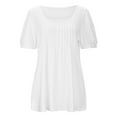 thumbnail image 3 of Vedolay Going Out Tops Women 2023 Basic Crop Top Short Sleeve Solid Color Slim Fitted Shirt Tee Crew Neck Tops Summer,White XXL, 3 of 5