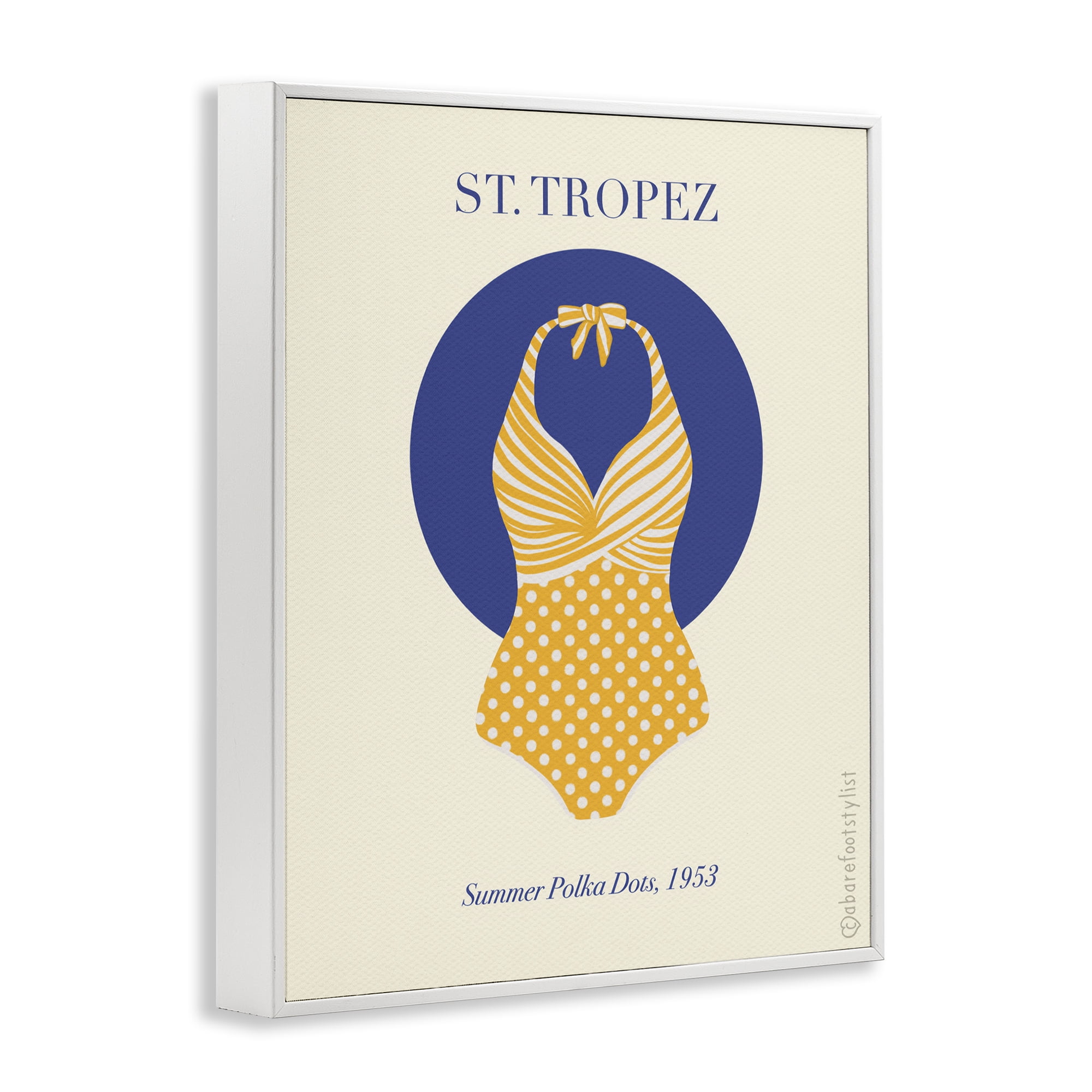Stupell Industries St. Tropez Dotted Swimsuit White Framed Giclee Art, design by A Barefoot Stylist