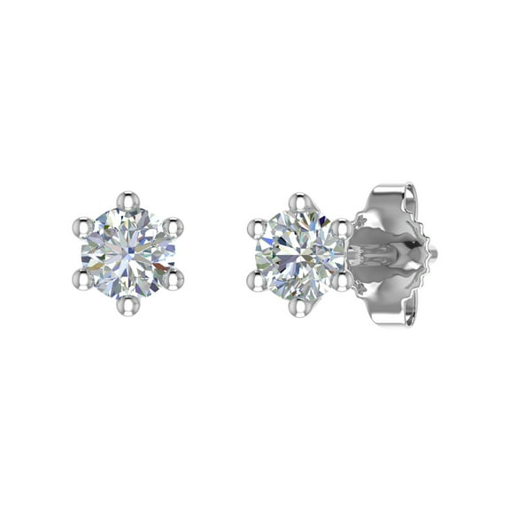1/5 Carat 6-Prong Diamond Stud Earrings in 14K White Gold