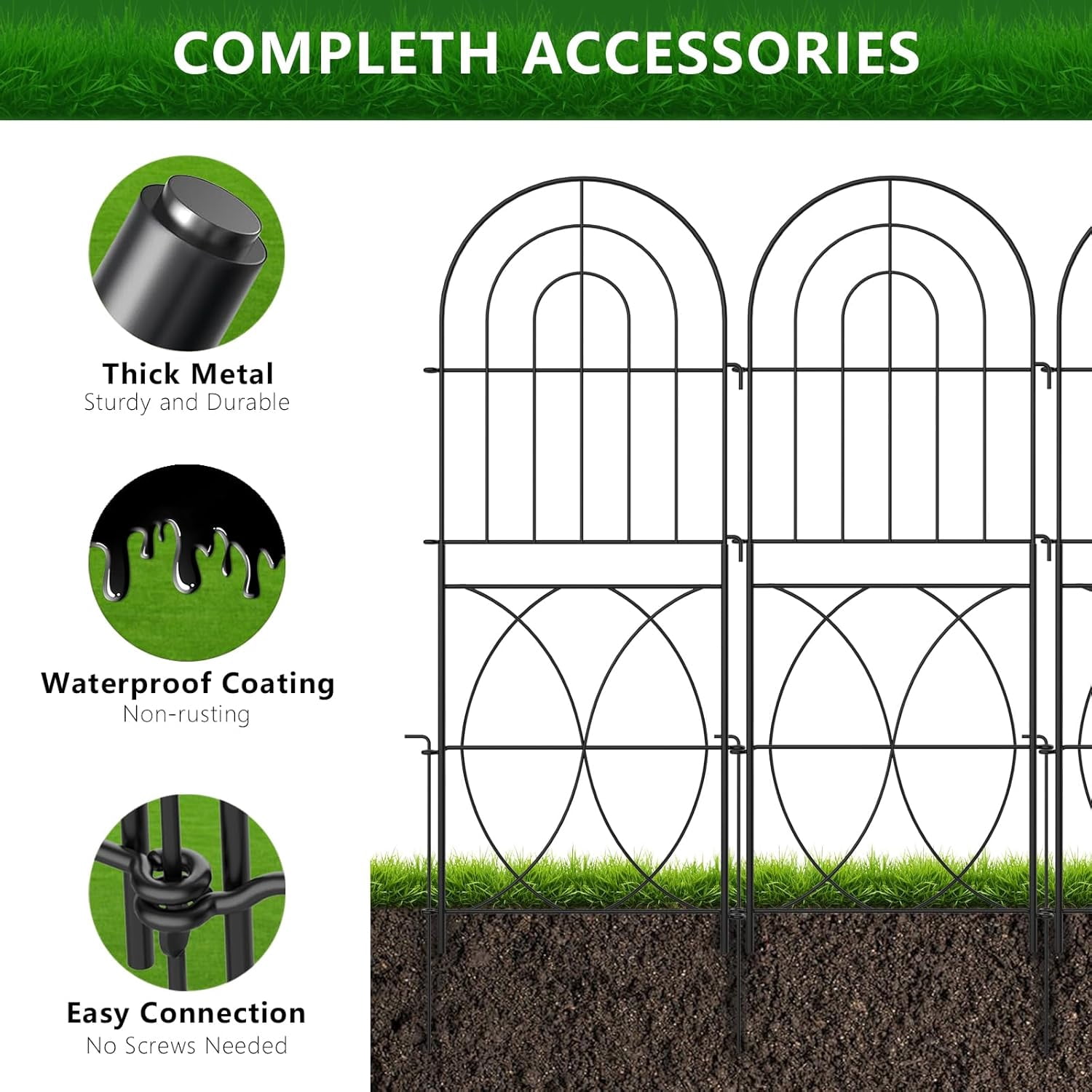 Decorative Garden Fence, No Dig Rustproof Metal Wire Fencing Border Animal Barrier, Flower Edging for Landscape Patio Yard Outdoor Decor