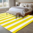 thumbnail image 5 of Yellow Striped Large Area Rugs for Bedroom Living Room, Soft Non Slip Carpet Bedside Rug, Modern Farmhouse Yellow White Stripes Rectangular Floor Cover Kitchen Accent Rug 8'x10' for Office, 5 of 9