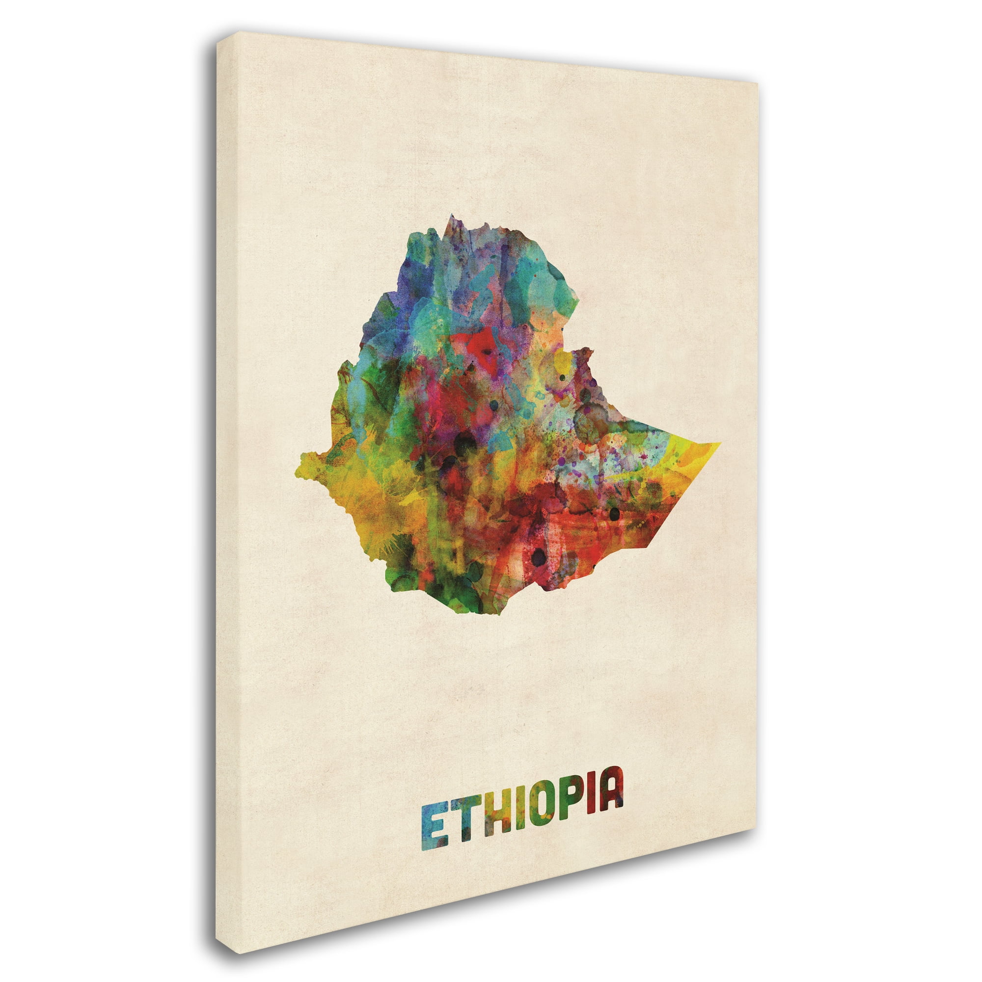 Trademark Fine Art 'Ethiopia Watercolor Map' Canvas Art by Michael Tompsett