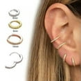 thumbnail image 3 of EOEMY Septum Clicker Hoop Nose Ring Piercing Tragus Helix Ear Cartilage Earring 6-10mm-Gold-10mm, 3 of 9
