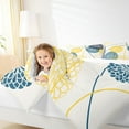 thumbnail image 4 of Homewish Dahlia Flower Full Size Comforter Sets,Geometric Floral Theme Bedding Comforter Set,Teal Yellow Stripes Bedding Sets For Kids,Microfiber Bedroom Decor,3 Pieces, 4 of 8