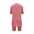 thumbnail image 5 of MXUIKV Workout Sets for Women Lightweight Summer Loose Fitted Side Slit Hem T-Shirts Tight Shorts(X-Large,Watermelon Red), 5 of 7