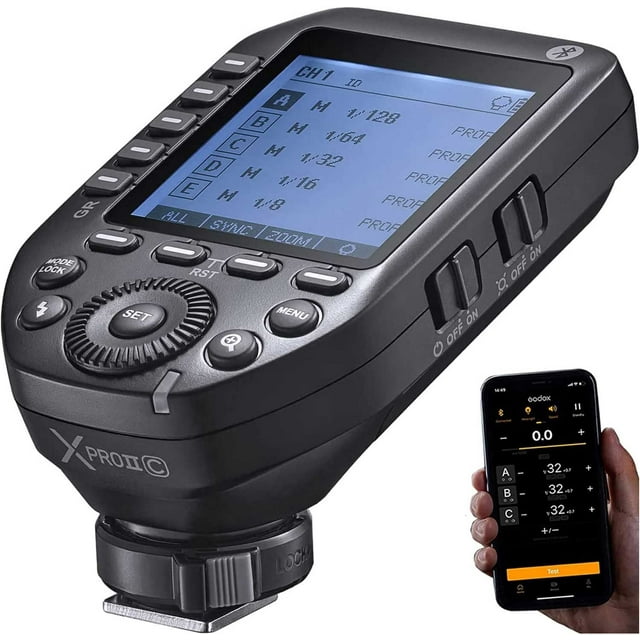Disparador de flash inalámbrico Godox XProII-C E-TTL compatible con cámaras Canon, transmisor de conexión Bluetooth HSS 1/8000S de 2,4 G, Quick Hotshoe Lock (xPro-C actualizado)