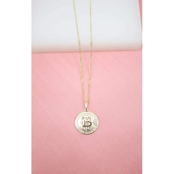 Bitcoin Pendant Dainty Delicate Necklace (G141)