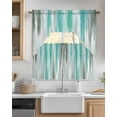 thumbnail image 2 of Turquoise Gray Kitchen Curtain and Valance Set 3 Pieces,Rod Pocket Short Tier Curtains 36 Inch Length,Farmhouse Abstract Gradient Aesthetic Swag Topper Small Window Treatment for Cafe Bathroom, 2 of 6