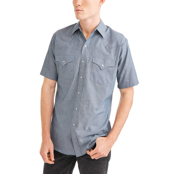 Ely Cattleman Big and tall men's short sleeve chambray western