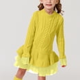 thumbnail image 2 of Povozer Girls' Long Sleeve Girl Dresses Ribbed Knit Sweater Dress(Yellow,4-5Y), 2 of 6