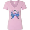 thumbnail image 3 of Inktastic Thyroid Cancer Awareness with Butterfly Ribbon Words Women's V-Neck T-Shirt, 3 of 5
