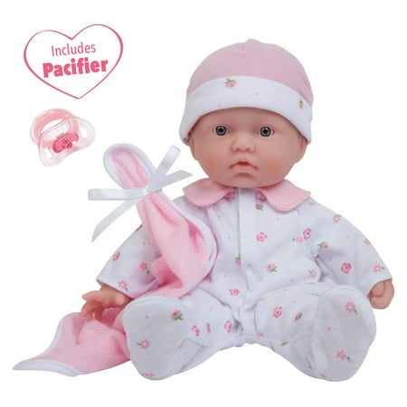 JC Toys La Baby Soft 11" Caucasian Baby Doll, with Pink Outfit
