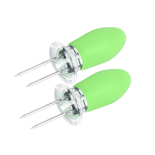 2 Pcs Brochette de Maïs Fourchette de Maïs pour Barbecue en Acier Inoxydable Fourchette de Maïs pour Barbecue Brochette de Maïs avec Poignées en Silicone, Vert Wweixi
