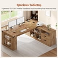 thumbnail image 3 of 71" L-Shaped Executive Desk with Power Outlets & Drawers, Modern Corner Computer Desk with File Cabinet and Storage Shelves for Home Office, Oak, 3 of 8