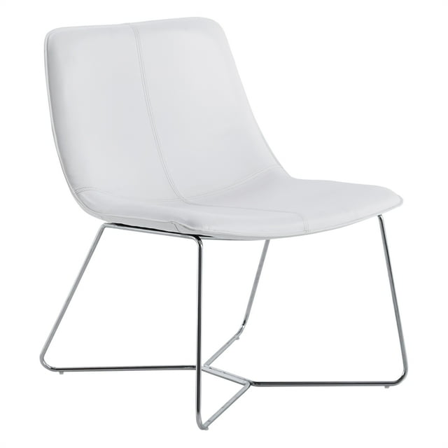 Chaise d'Appoint Grayson en Simili Cuir Blanc avec Base Chromée