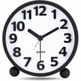 thumbnail image 1 of Silent Analog Alarm Clock,Black Metal Large 3D Digits,Non Ticking Table Clock with Night Light Bedside Alarm Clock 10.8cm, 1 of 4