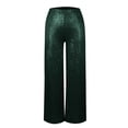 thumbnail image 3 of Dndkilg Womens Dark Green Sequin Pants Sparkle Wide Leg High Waisted Flare Pants Party Dressy Casual Fashion Shiny Metallic Dark Green 3XL, 3 of 5