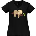 thumbnail image 3 of Inktastic Cute Sloth, Baby Sloth, Lazy Sloth, Sleeping Sloth Women's Plus Size V-Neck T-Shirt, 3 of 5