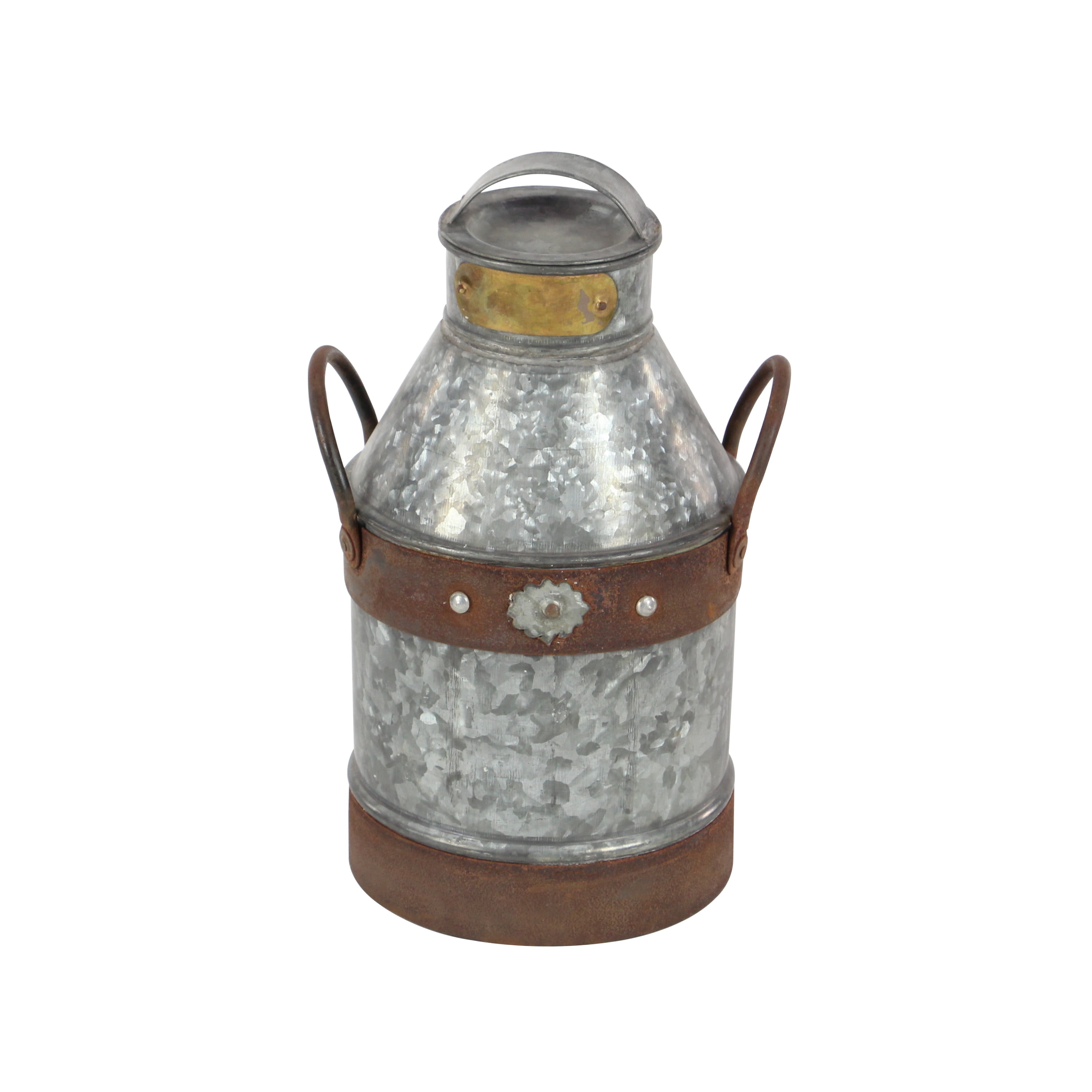 DecMode 13"H, 7"W Metal Farmhouse Decorative Jar, Grey, 1 - Piece