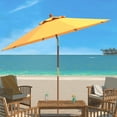 thumbnail image 3 of SAFAVIEH Cannes 9' Market Push Wooden Patio Umbrella, Yellow, 3 of 6