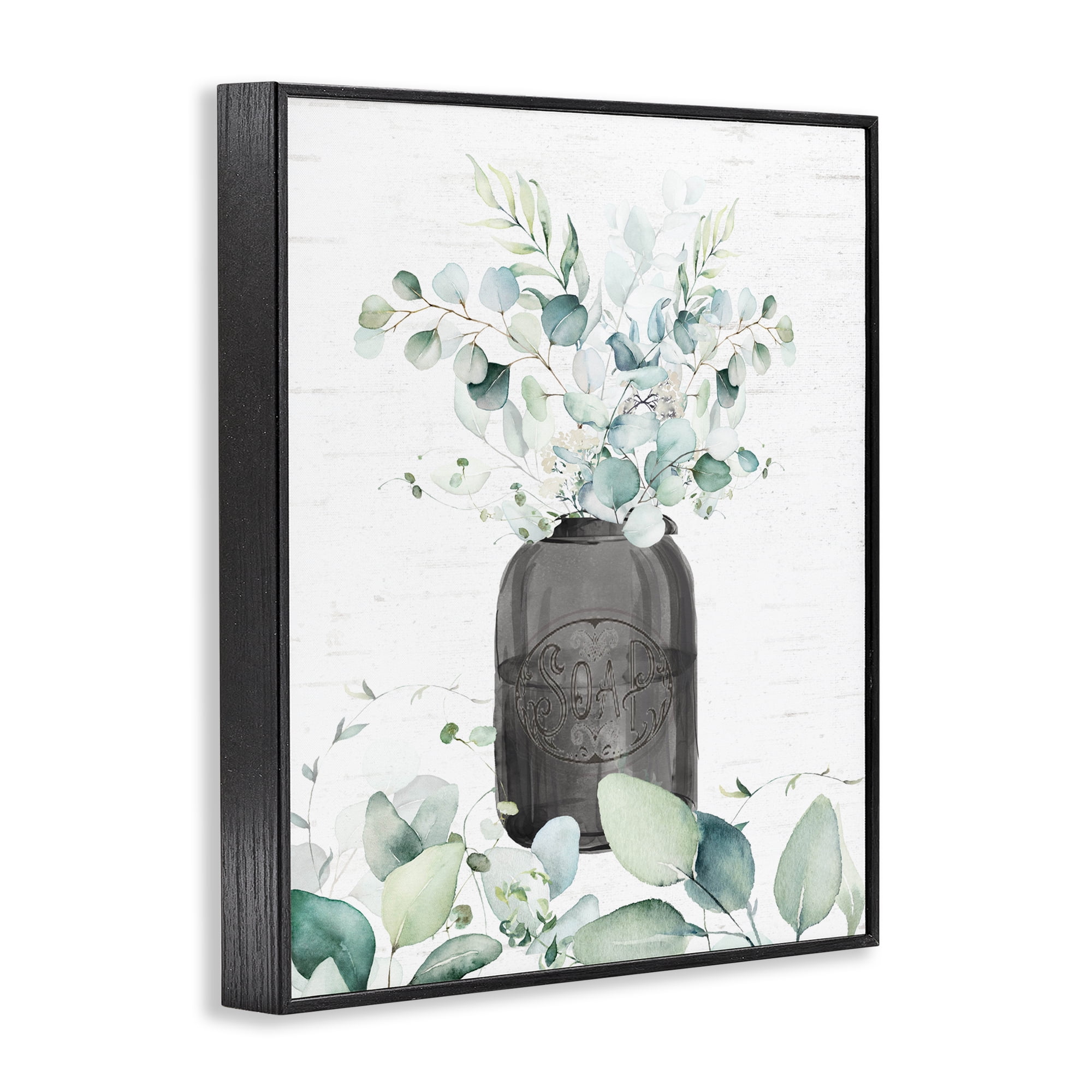 Soap Jar & Eucalyptus Black Framed Giclee Art, design by Lettered and Lined