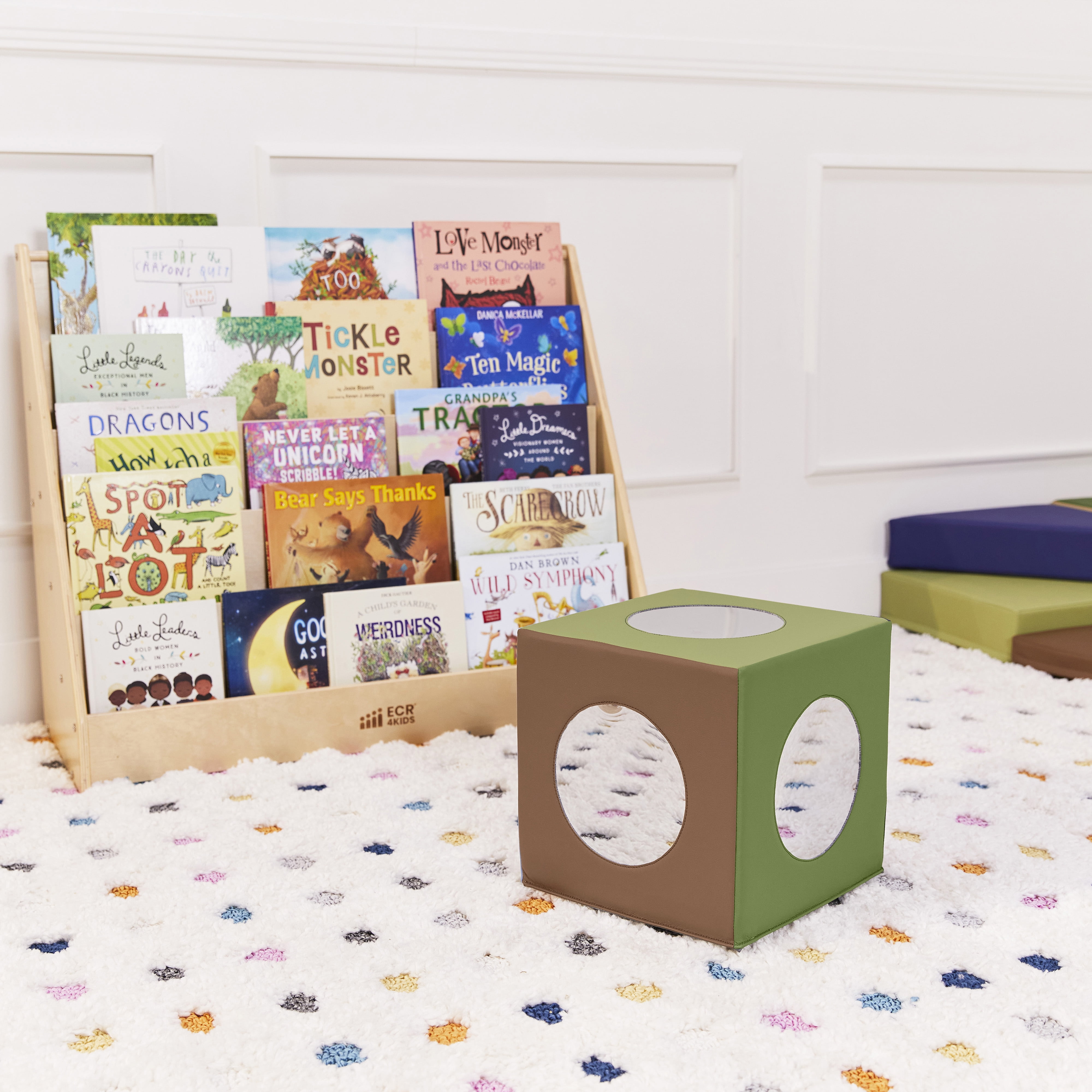 ECR4Kids SoftZone Mirror Activity and Sensory Play Cube, Baby Essentials, Earthtone
