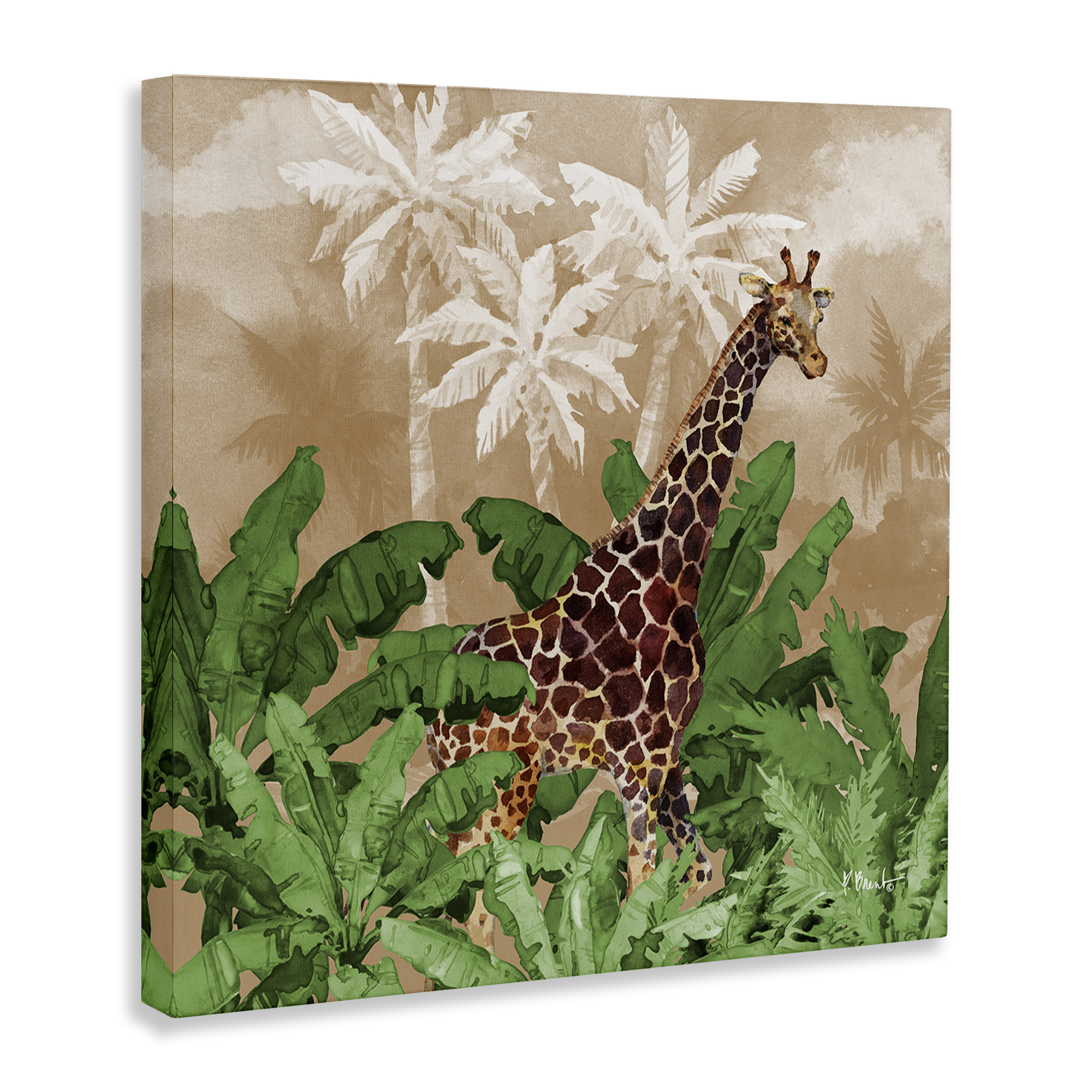 Stupell Industries Jungle Life Giraffe Animals & Insects Painting Gallery Wrapped Canvas Art Print Wall Art, 30 x 30