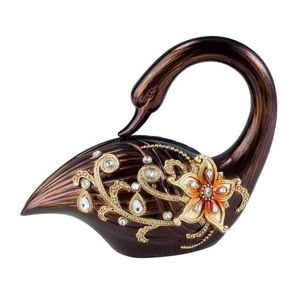 9.5" Tall Decorative Swan Statue "Laurel", Bronze and Topaz Design
