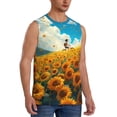 thumbnail image 2 of Kdxio Clear Sky Sunflower for Men's Muscle T-shirt,Sleeveless for Workout Running Athletic Gym Lounge Casual, 2 of 5