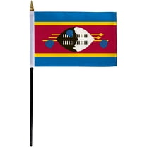 AGAS Eswatini Swaziland Flag 4x6 inch - 11" Plastic Pole 100% Outdoor Polyester Stitched Edges Swazi Kingdom Mini Flag on a Stick