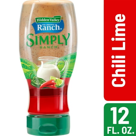 - (3 Pack) Hidden Valley Simply Ranch Chili Lime Salad Dressing & Topping, Gluten Free - 12 oz Bottle