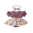 thumbnail image 1 of Bébé Fille Manches Courtes Robe de Body Volants + Bandeau Robes Florales Rompers 2Pcs Ensembles, 1 of 7