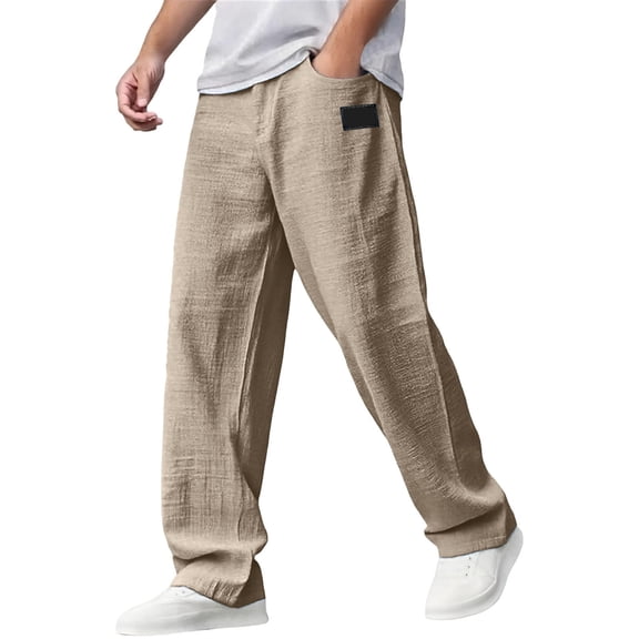 sususu Mens Sweatpants Joggers,Men's Casual Lightweight Embroidered Logo Drawstring Loose Fit Waist Pocket Long Trousers For Everyday Outdoor Wear,Khaki,XL