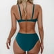 thumbnail image 5 of Conjunto de Bikini de Cintura Alta para Mujeres Color Sólido Sexy Colgantes Ajustables Bikini, Diseño de Corte Alto sin Espalda para Piscina, Playa Y Vacaciones, 5 of 5