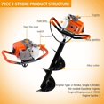 thumbnail image 6 of Gas Powered 72CC Post Hole Digger for Fence and Planting with 3 Auger Drill Bits (3" 5" & 8") + 2 Extension Rods（24" & 24"）, for Farm Garden Plant Earth Auger Drill Bits., 6 of 15