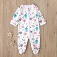 thumbnail image 2 of Honeeladyy Toddler Baby Boys Girls Long Sleeve Print Zipper Romper jumpsuit White, 2 of 9