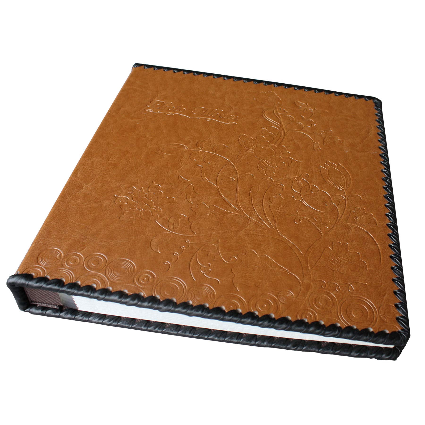 Photo Album Book  Family Self Adhesive Scrapbook Leather Cover Holds 3x5 4x6 5x7 6x8 8x10 Photos (brown)