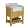 thumbnail image 2 of Charlotte 30" Farmhouse Bathroom Vanity with Driftwood Cabinet and Carrara Marble Top, 2 of 7