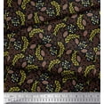thumbnail image 2 of Soimoi Black Japan Crepe Satin Fabric & Leaves Fabric Prints By Yard 42 Inch Wide, 2 of 3