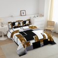 thumbnail image 3 of YST Abstract Geometric Comforter Set Full Yellow Black Grey White Square Bedding Set Glitter Stars Sequins Down Comforter For Kids Adults,Geometry Grids Bed Set For All Season Room Decor, 3 of 6