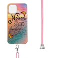 thumbnail image 3 of Funda de TPU con cordón para el cuello para iPhone 13 Pro Max, mariposa persiguiendo sueños, 3 of 4