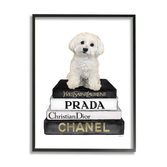Stupell Industries Maltese Dog Glam Pet Fashion Bookstack ,11 x 14, Design by Amanda Greenwood