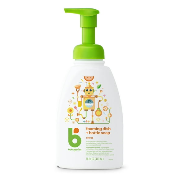 Babyganics Foaming Dish Soap, Pump Bottle, Citrus, 16oz
