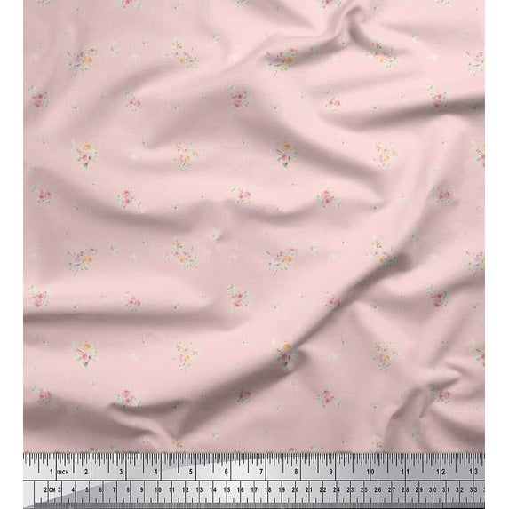 Soimoi Rayon Fabric Leaves & Rose Night Wear Print Fabric by The Yard 42 Inch Wide