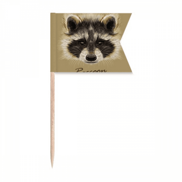Little Mischievous Brown Raccoon Animal Toothpick Flags Labeling Marking for Party Cake Food Cheeseplate
