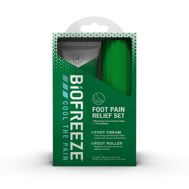 Biofreeze Pain Relief Foot care Set, 3 oz. Foot Cream and Foot Roller