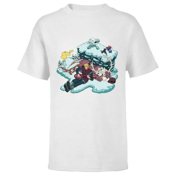 Disney Frozen Kristoff, Sven, Anna & Marshmallow - Short Sleeve T-Shirt for Kids - Customized-White